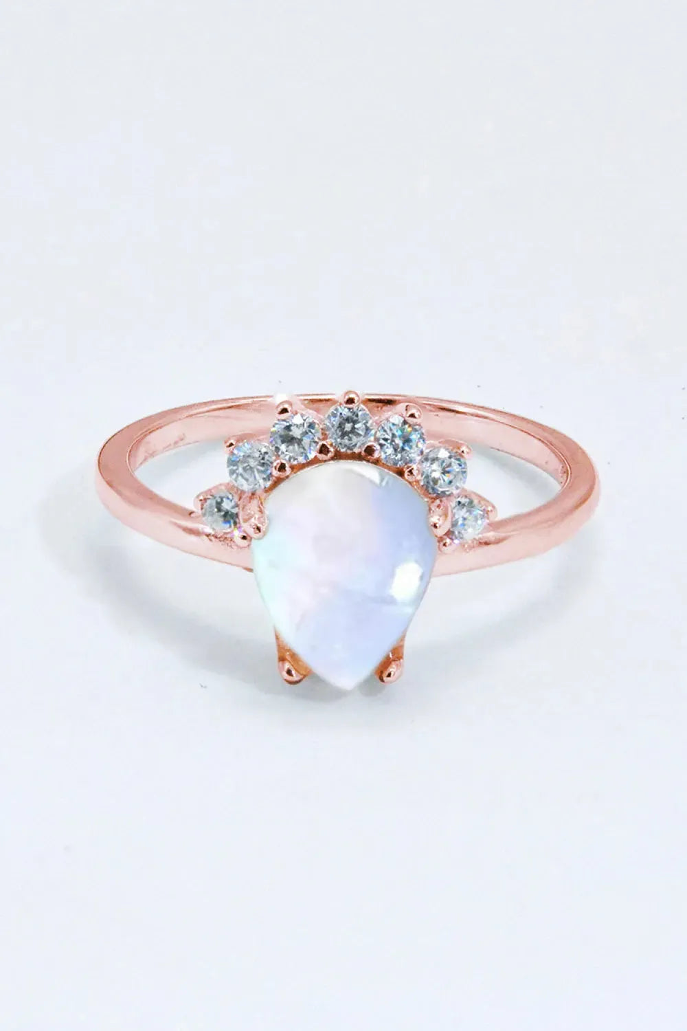 925 Sterling Silver Moonstone Ring Rose Gold Moonstone - Tophatter Daily Deals